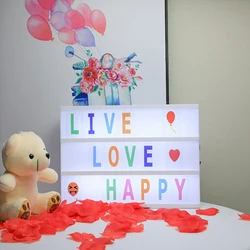 DIY Message Board Lightbox LED Combination Night Light USB AA Battery Powered Cinema Lightbox with Colorful Letters Cards A4 A5