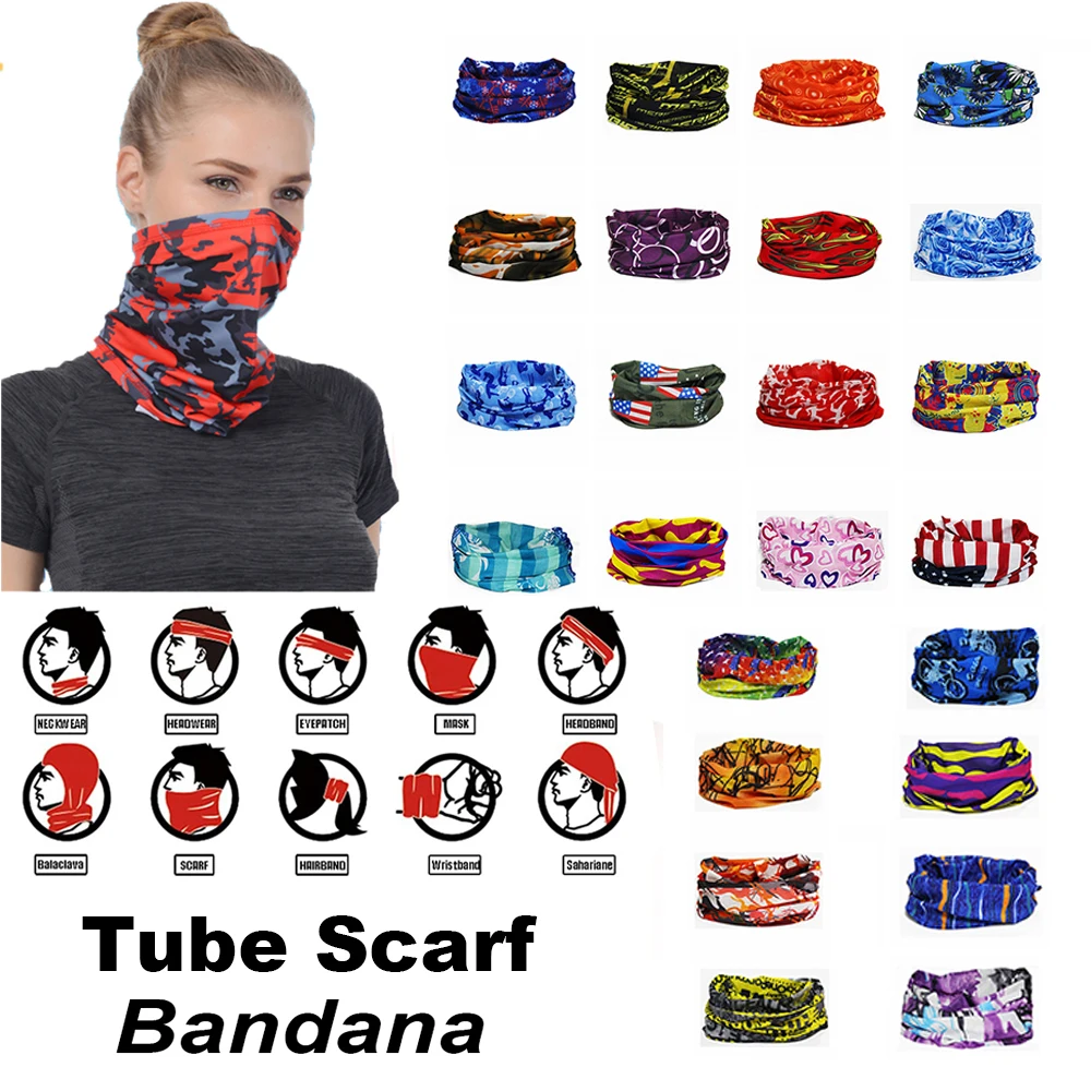 1PC Face Mask Neck Tube Scarf Beanie Men Women Dustproof Windproof Print Soft Elastic Magic Bandana Outdoor Sports Headwear