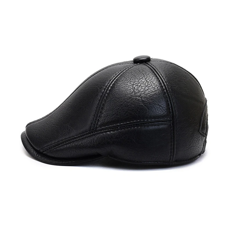 Men\'s outdoor leather hat winter Berets male warm Ear protection cap genuine leather dad hats wholesale Leisure bone