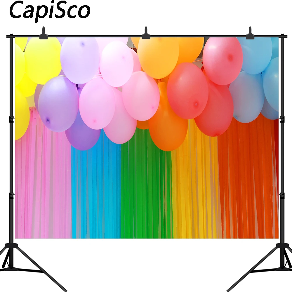 

Capisco Birthday Balloon Photography Backdrops Colorful Family Party Decor Baby Portrait Poster Backgrounds Photo Studio props