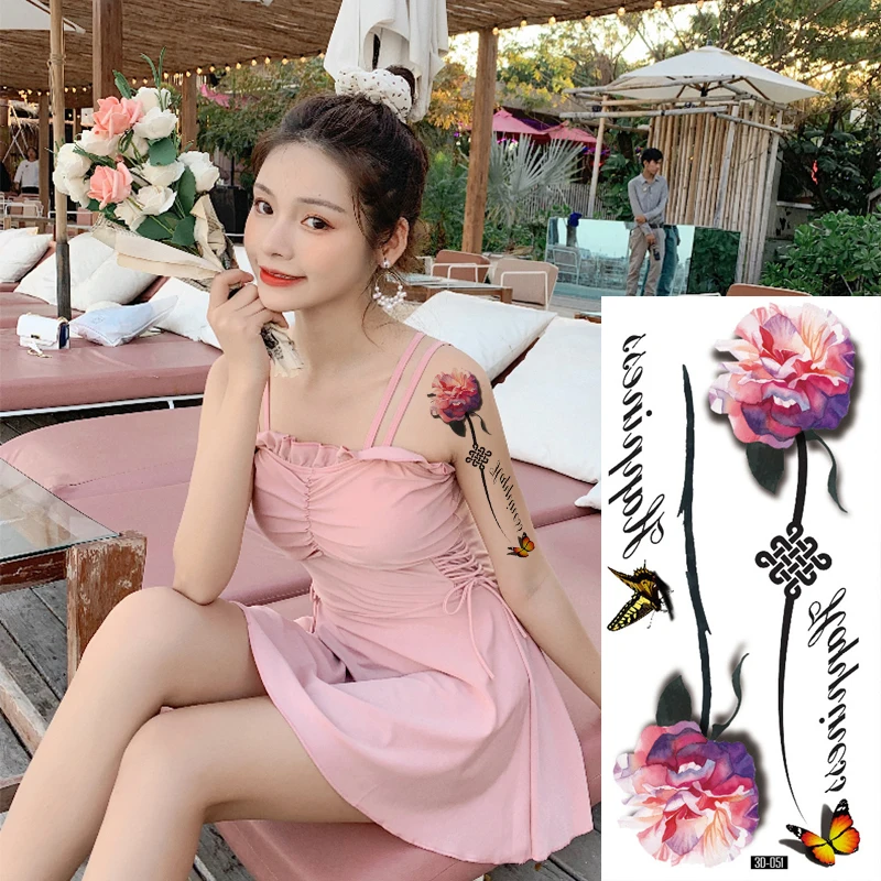 36 Pieces/set Waterproof Transfer Body Tattoo Temporary Tattoo Sticker Flower Rose Butterfly Art Fake Beauty Flash 3D Tattoos