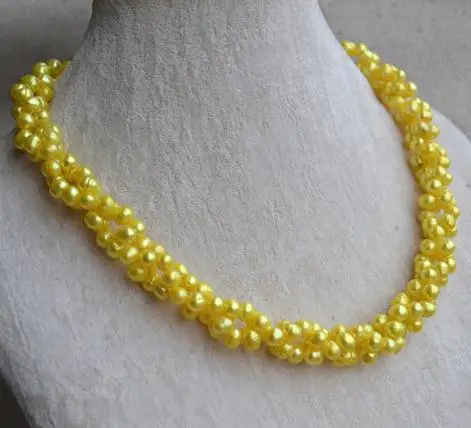 Collar de perlas de agua dulce para mujer, joyería inteligente hecha a mano, color amarillo, ideal para regalo de cumpleaños y fiesta de boda