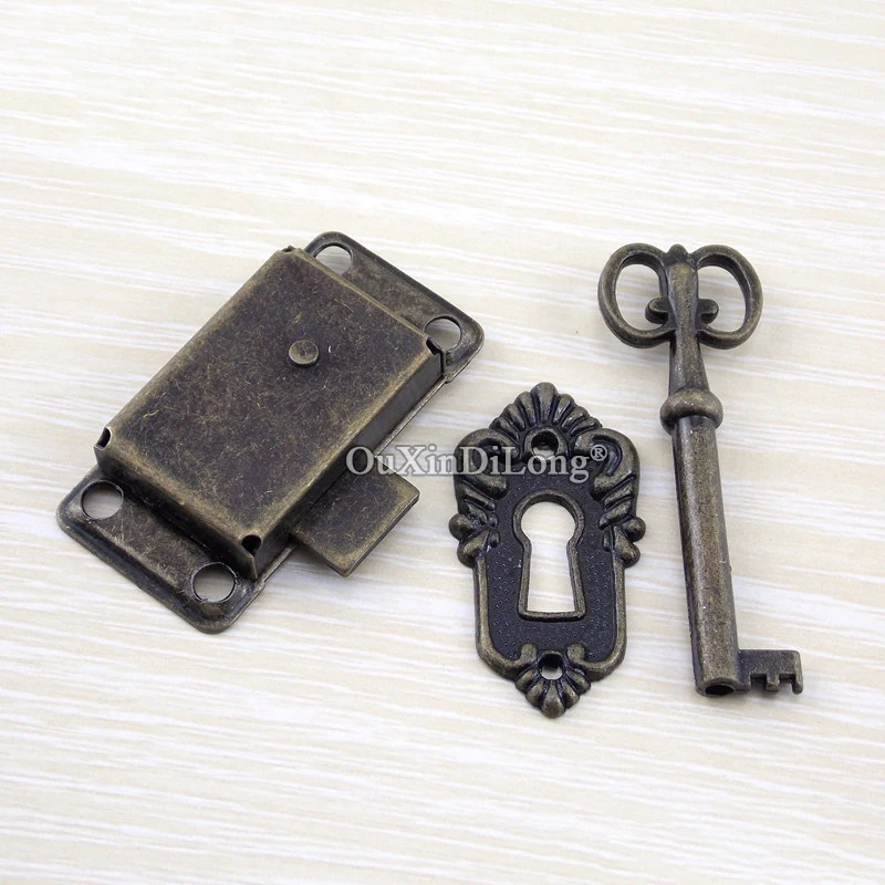 

Classic Retro 10PCS European Antique Drawer Cabinet Locks Cupboard File Cabinet Dresser Hidden Cabinet Door Locks w Key