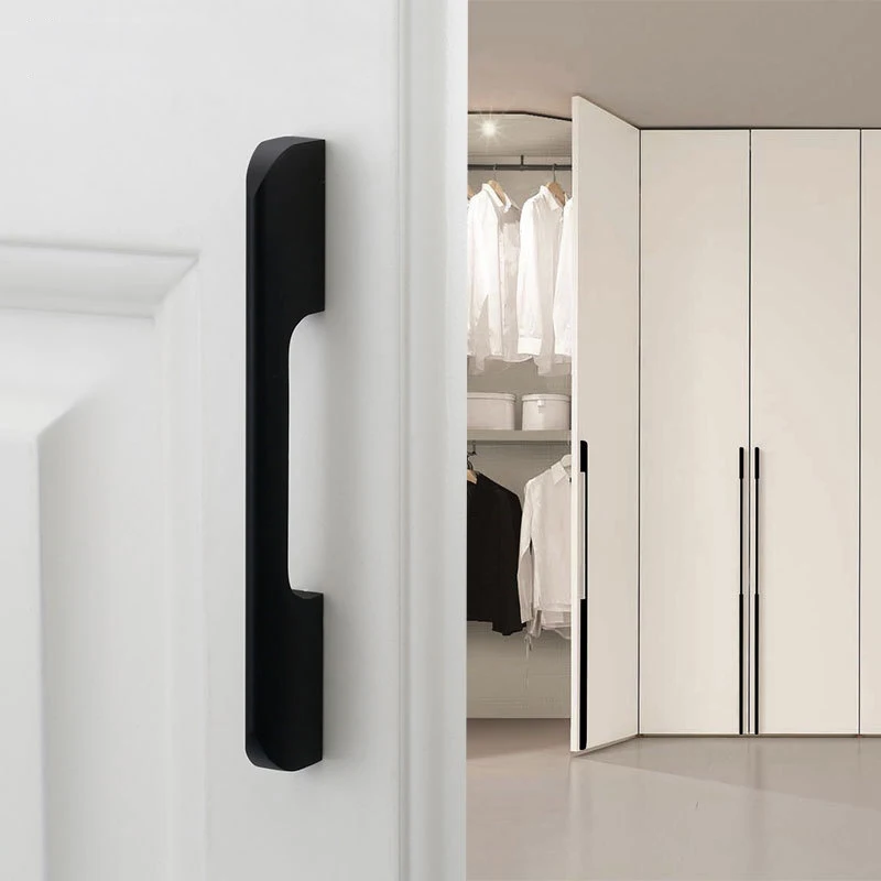 Puxadores de porta de segurança de liga de alumínio, preto, estilo americano, alongar a porta, alça moderna decorativa, gaveta, alça de pressão
