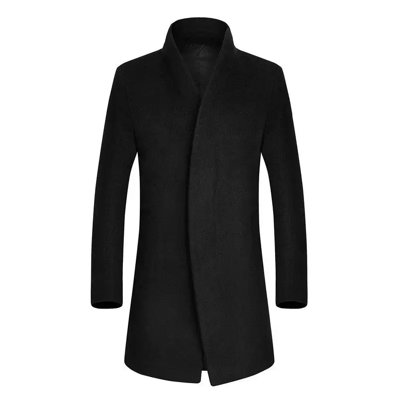 

VERSMA Korean Design Warm Men Extra Long Black Trench Coat Male Winter Thick Classic Mens Long Cashmere Wool Jackets Coats Men