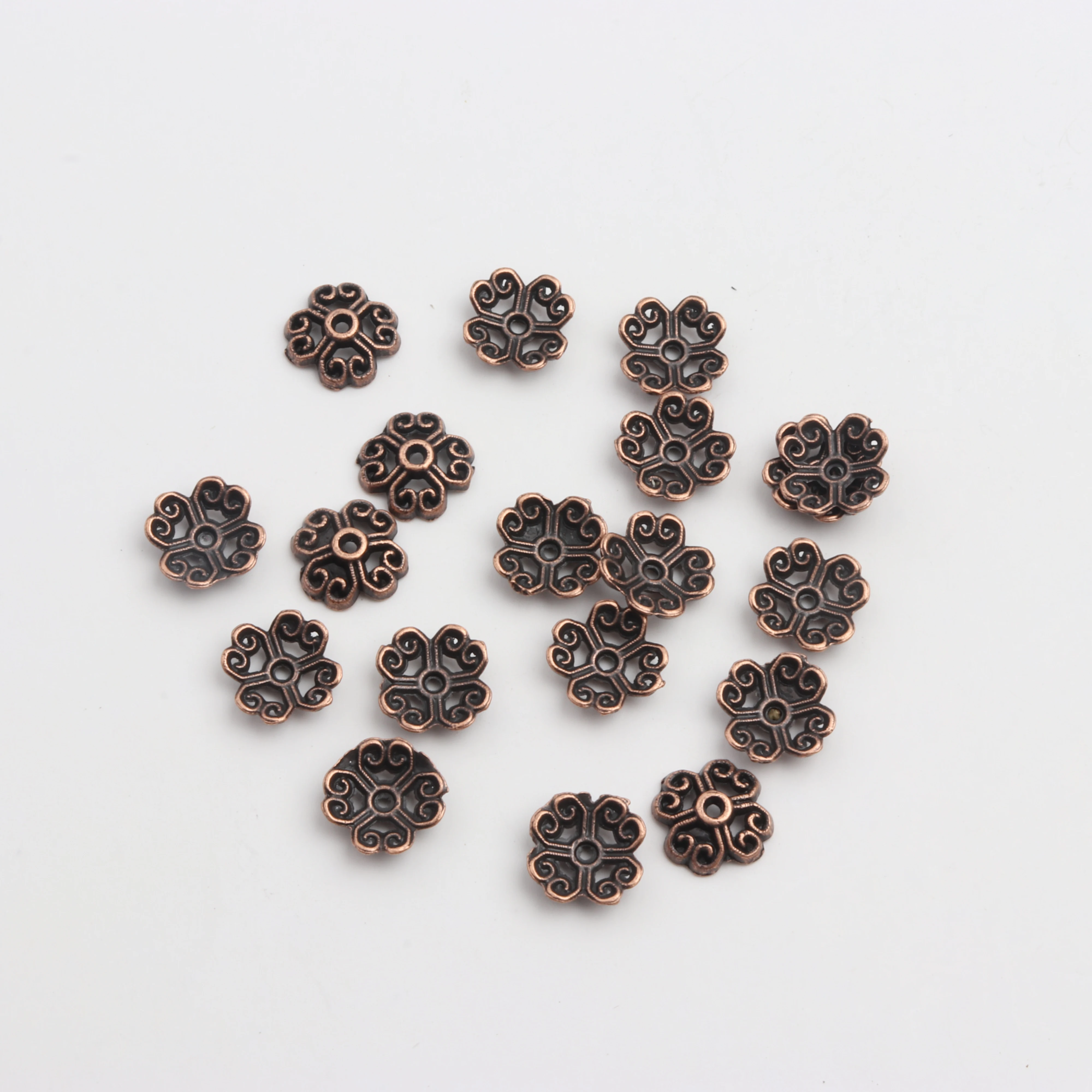 50pcs Antique Gold Sliver Bronze Copper Flower Torus Shape Alloy Metal Spacer Beads Cap For Jewelry making DIYCrystal Wholesale