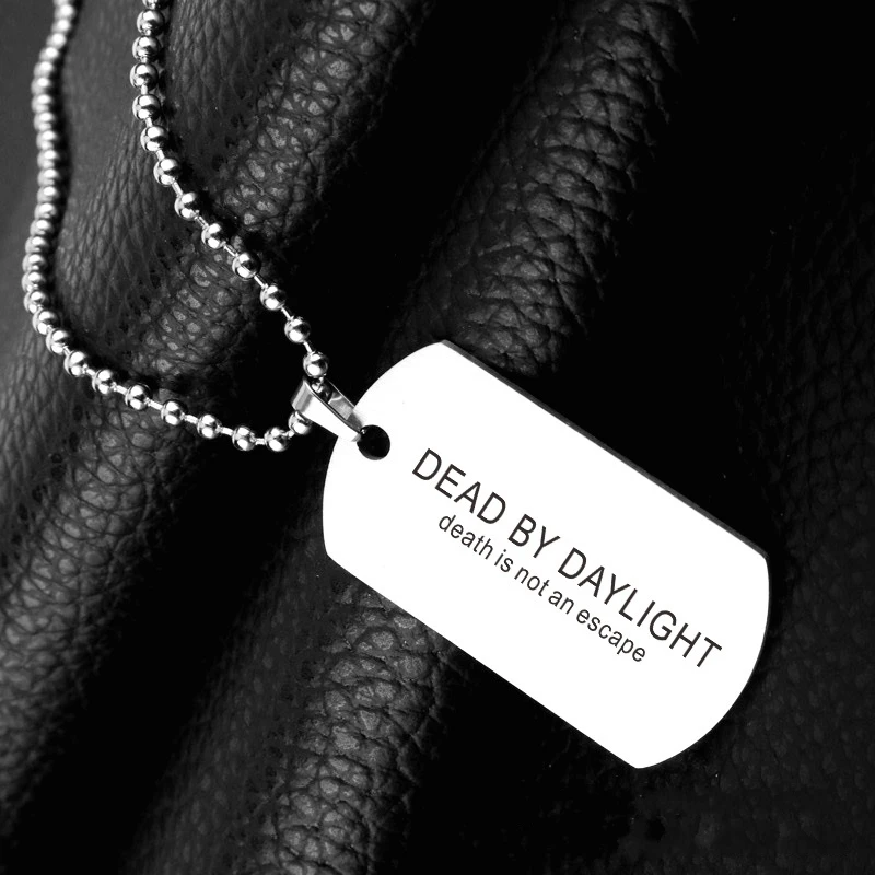 MIQIAO Dead by Daylight Stainless Steel Titanium Army Badge Pendant Chains Necklace for Men Boys Women Friends Gift Goth Choker