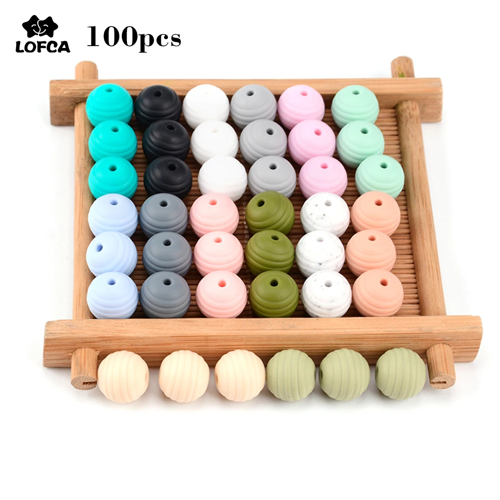 

LOFCA 100pcs Threaded Silica Beads Loose Beehive BPA Free Shaped Wholesale Eco-friendly Spiral Teething Pacifier Chain Baby