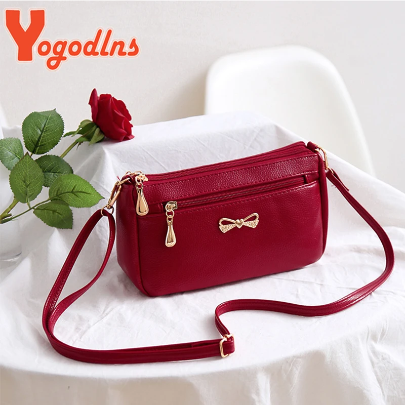 Soft PU Leather Crossbody Bag For Women Bowknot Shoulder Bag Multifunction Messenger Bag New Small Lady Handbag Bo