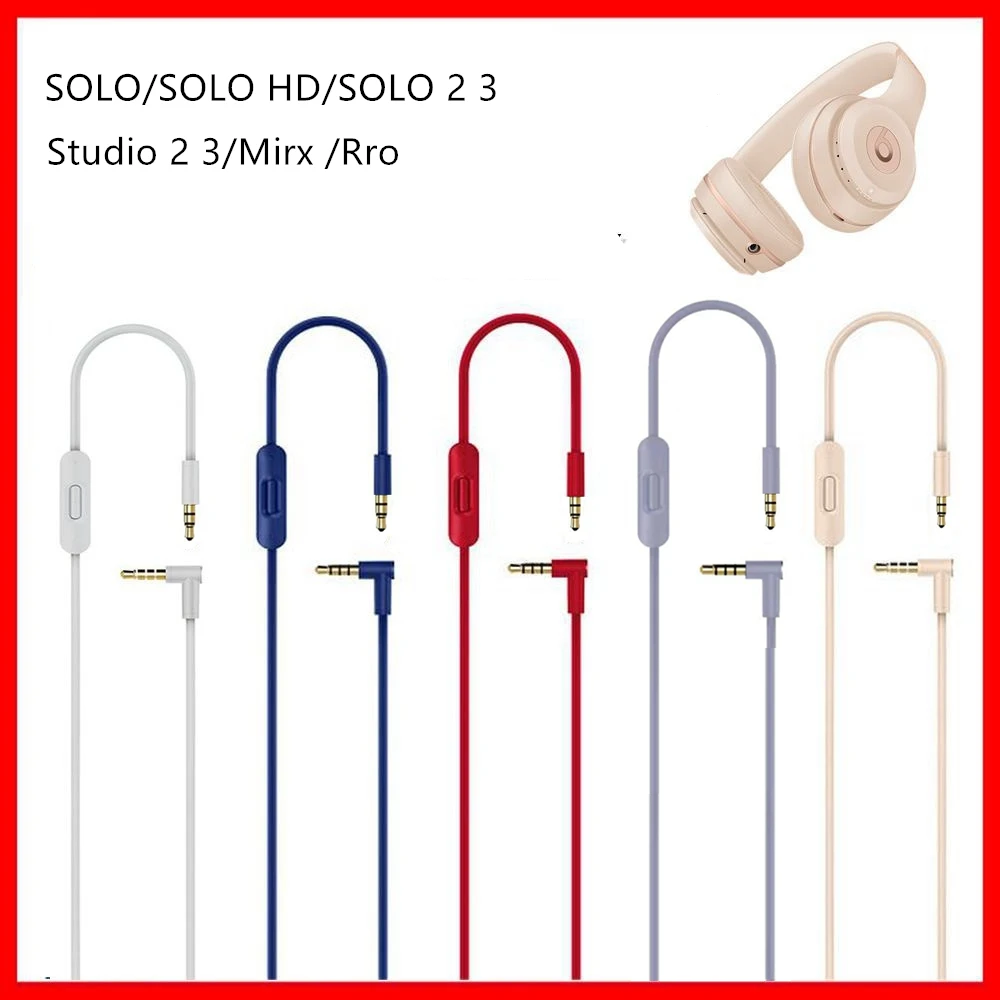 3.5mm Kabel Voor Beats Studio 2.0 3.0 SOLO 2 3 HD Pro MIXR Microfoon Headset Hoge Kwaliteit 2 Stekkers uitbreiding Audio Kabel 140 cm