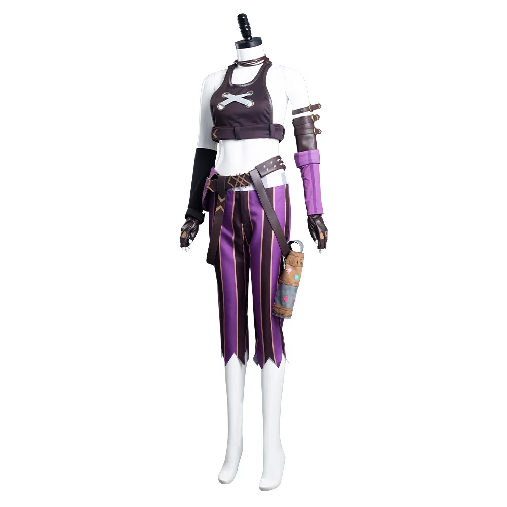 LoL fantezi Jinx Cosplay kostüm yetişkin kadın üniforma yelek şort peruk kıyafetler cadılar bayramı karnaval parti Suit