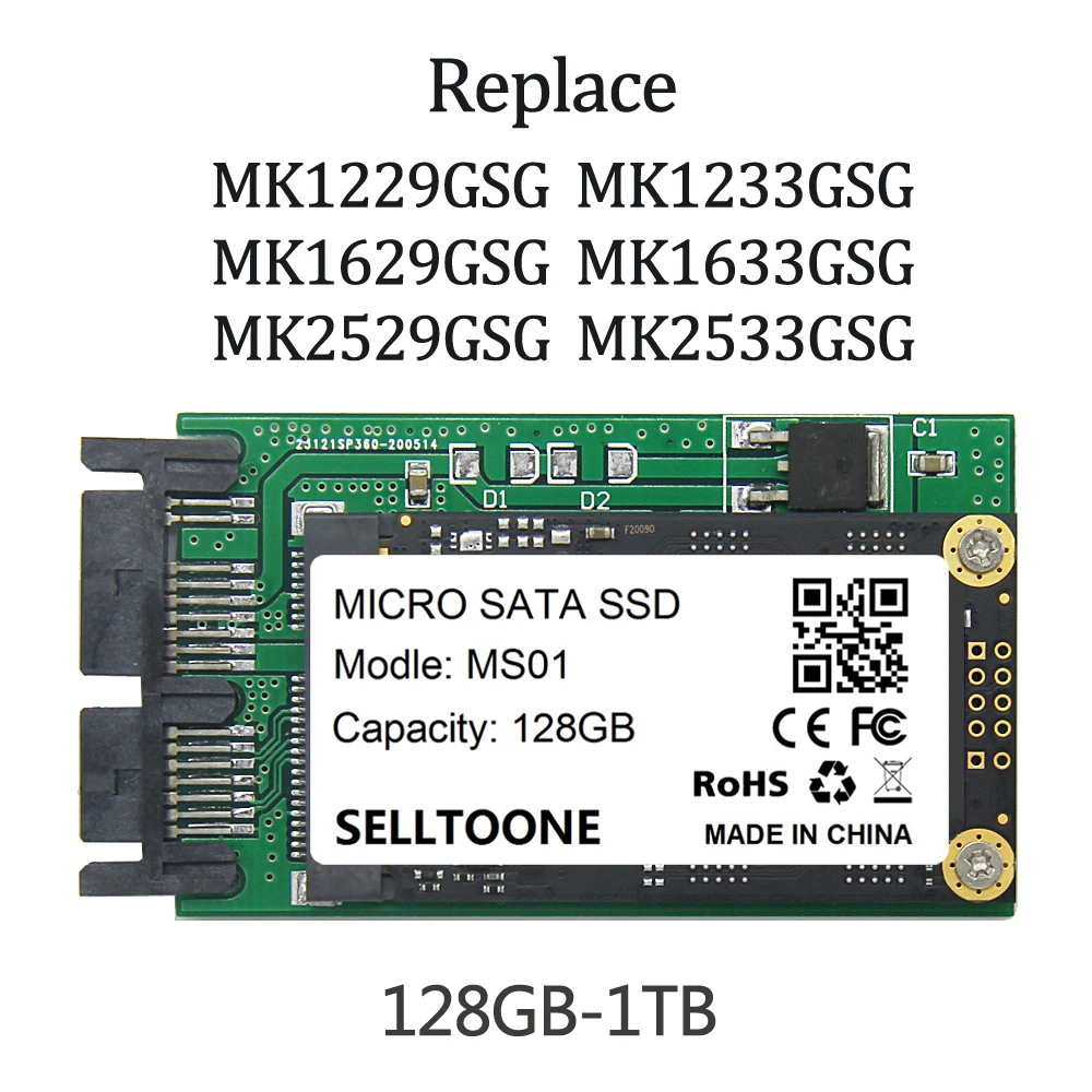 IBM X300 X301 T400S T410S 소니 TR1 용 uSATA MiroSata SSD, 1.8 인치, 128G, 256G, 512G, MK1235GSL, MK1633GSG, MK2533GSG, 1.8 인치 HDD 교체