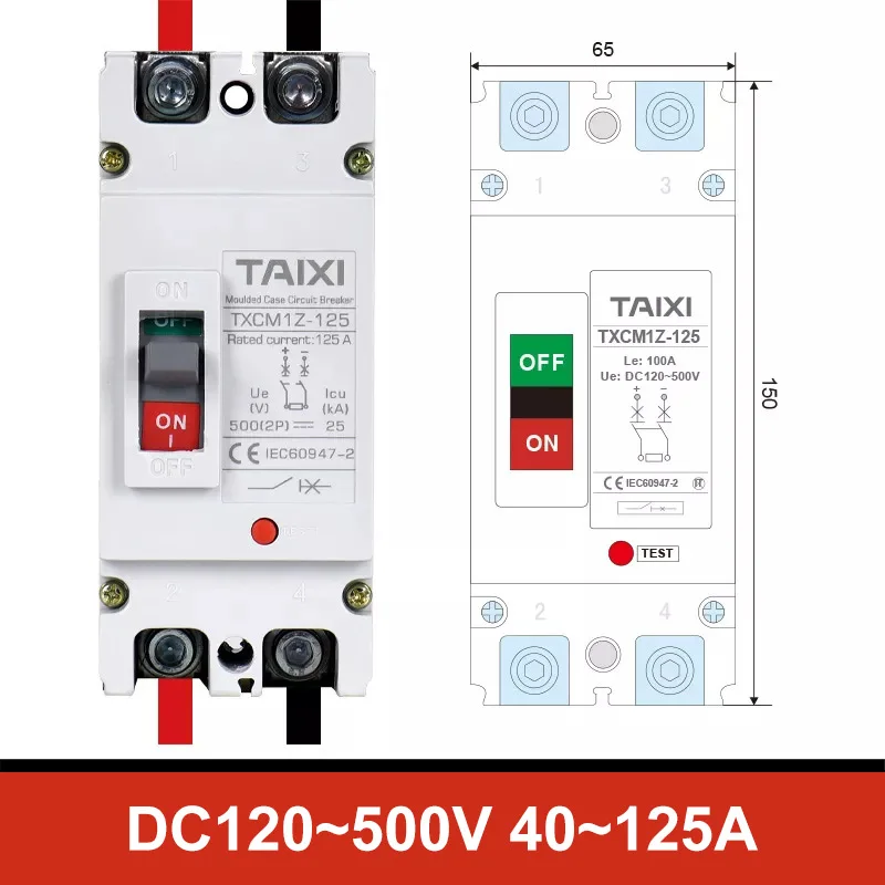 1500V MCCB DC Circuit Breaker 2P 3 4 Poles 200V 250V 1000V Voltage 100A 160A 200A 250A 400A 630A PV Solar Protector Isolator