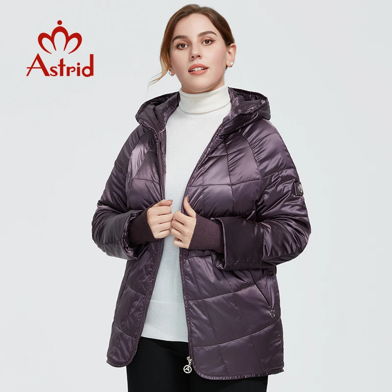 Astrid-Manteau à carreaux coupe-vent pour femme, parka chaude, veste à capuche, grandes tailles 600, vêtements d\'automne et d\'hiver, nouvelle