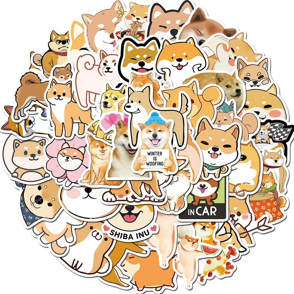 50PCS Lovely Pet Shiba Inu doge Dog Animal Stickers for Kids DIY Stationery Laptop Guitar Suitcase Cute Puppy Sticker