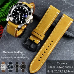 18mm,19mm,20mm,21mm,22mm,24mm Universal Vintage Leather Watch Strap Quick Release Pin Watch Band for Rolex Longine IWC Watchband