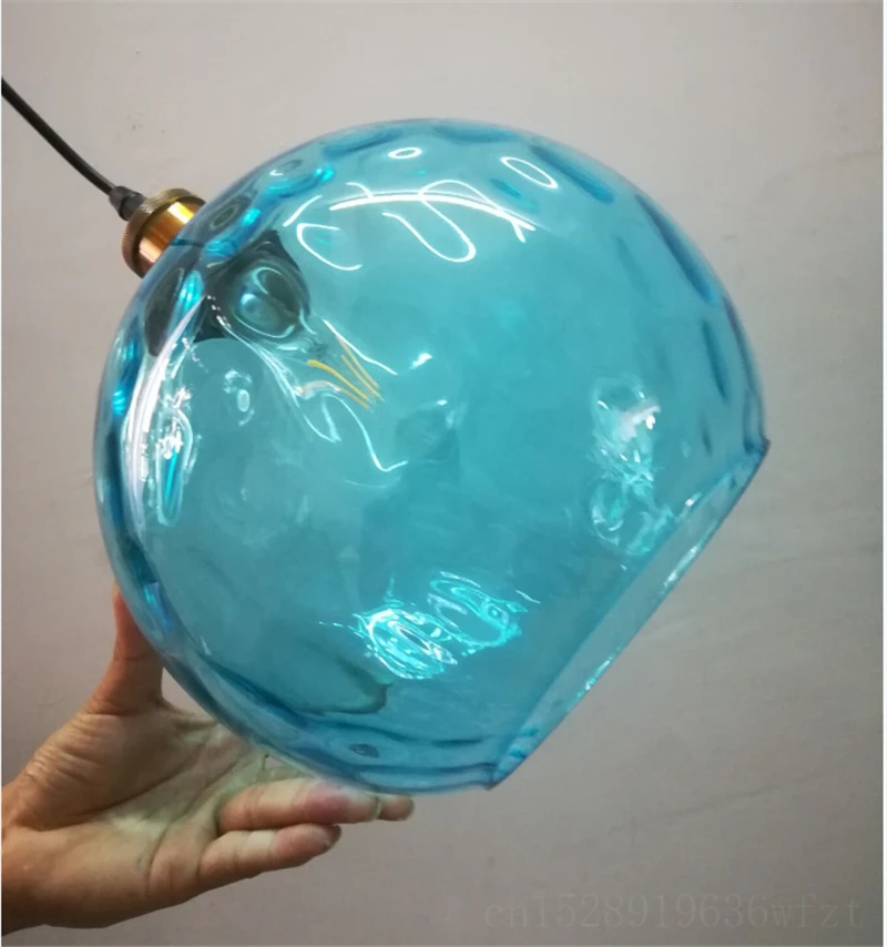 Modern LED Pendant Lights Blue Glass Ball Living Room Decor Home Decorations Kitchen Hanging Lustre Pendant Lamp Luminaria