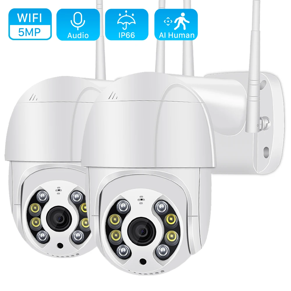 

5MP 1080P PTZ Wifi IP Camera Outdoor 4X Digital Zoom AI Human Detect Wireless Camera H.265 P2P 2MP P2P Home Security CCTV Camera