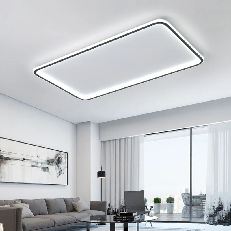 Led Ceiling Lamps Living Room Bedroom Kitchen Ceiling Lighting Rectangular Round Square Black White Bedroom Closet Light Fixture