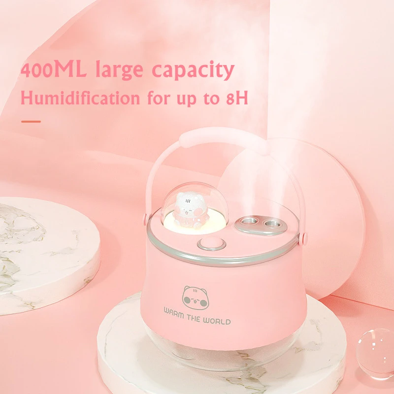 400ML สัตว์เลี้ยงน่ารักหัวฉีดแบบ Dual Wireless Air Humidifier ชาร์จแบบพกพามือถือ USB น้ำมันหอมระเหย Aroma Diffuser Light