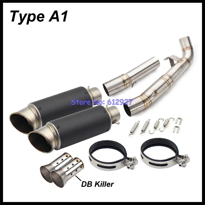 For Kawasaki Z1000 Slip On Exhaust System Muffler Pipe DB Killer Escape Moto Connect Mid Tube with Tailpipes 2007 2008 2009