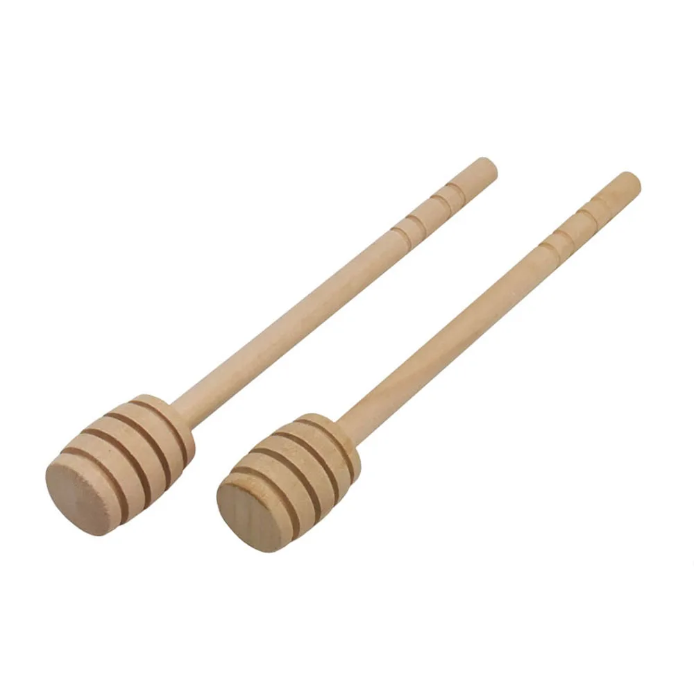 

High Quality Honey Stir Bar Mixing Handle Jar Spoon Practical 2 Pc Wood Dipper Honey Long Stick Supplies Honey KitchenTools