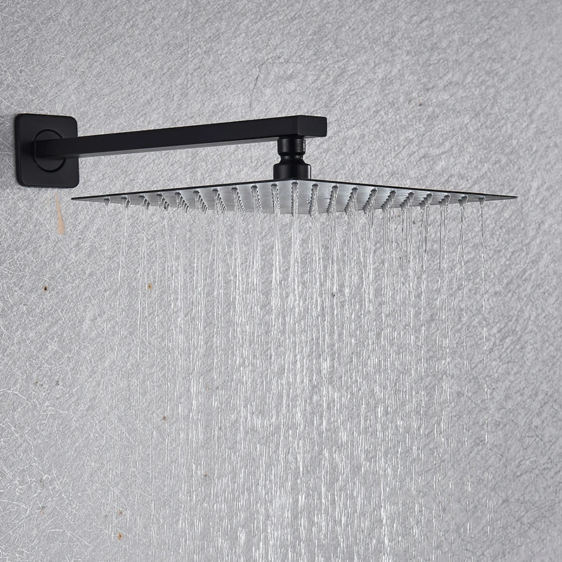 

Vidric Vidric Matte Black Rainfall Shower Wall Mounted 1-way Concealed Shower System Single Handle Hot Cold Water Mixer Bathtub