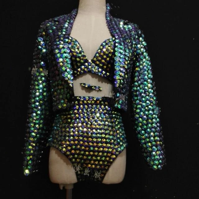 女性のためのセクシーなディスコの舞台衣装,DJ歌手のボディスーツ,ブラジャーとショーツ,女性のランジェリー,夏