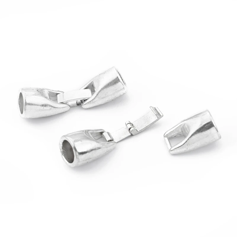 5sets Antique Silver 8mm Cord End Snap Clasps For 8mm Round Leather Bracelet Connector Jewelry Findings Accessories