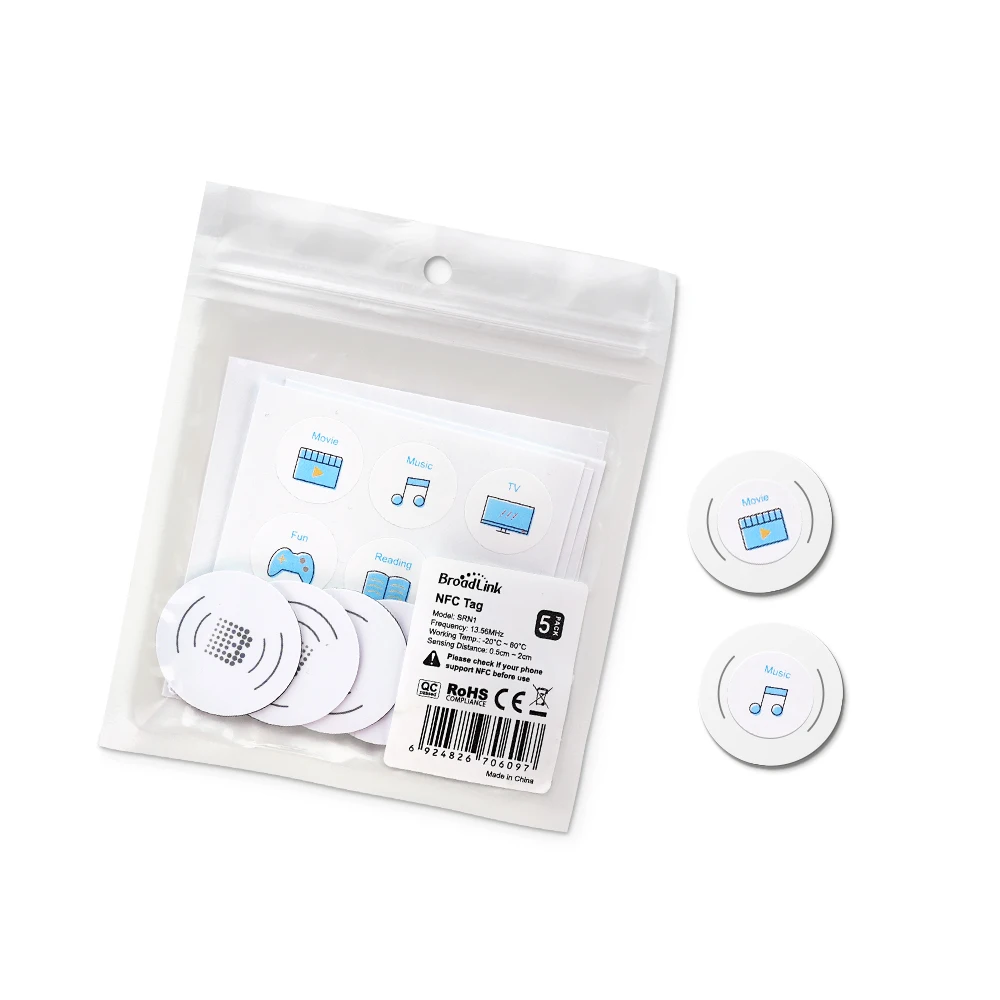 BroadLink NFC Tags  NTAG215 Waterproof NFC Tag Sticker, Trigger Home Automation Devices and Scenes