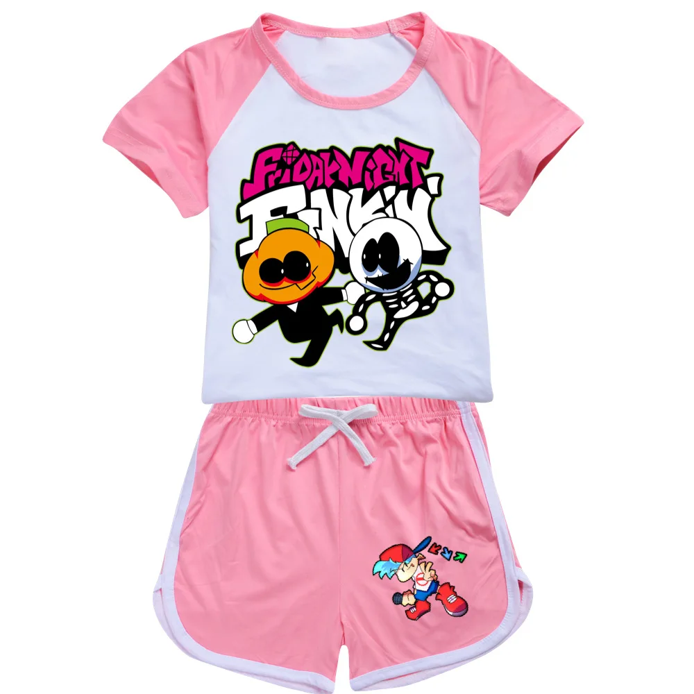 T-shirt per bambini Set Friday Night Funkin 3d Fashion pantaloni a maniche corte per ragazzi e ragazze 2 pezzi 4y-12y pigiama traspirante