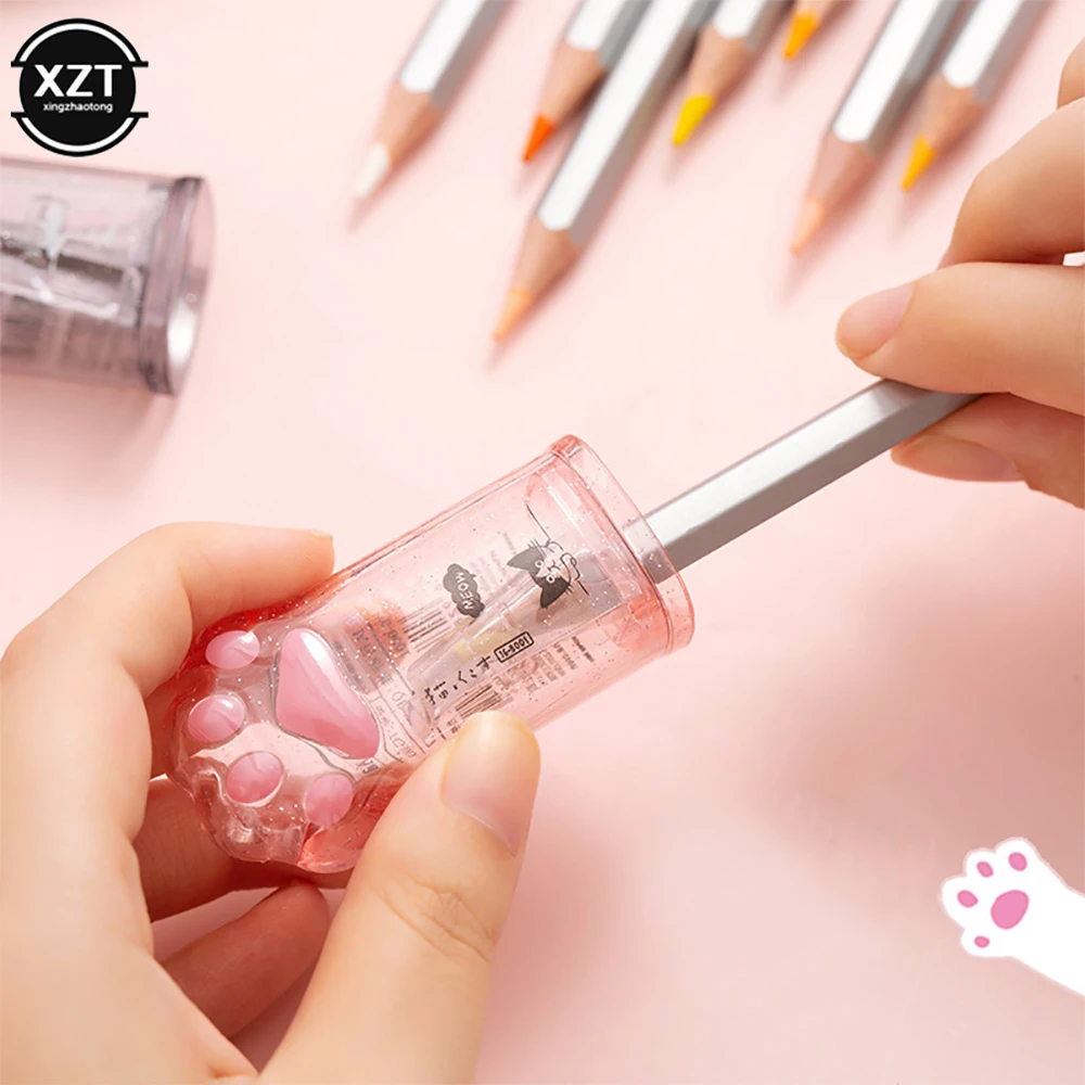 Kinder Schule Bleistift spitzer zufällige Farbe kreative Katze Pfote kawaii Briefpapier Schul material