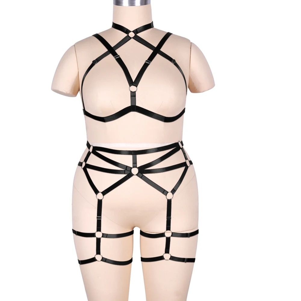 Busty Women Plus Size Hollow Bra Harajuku Exotic Sets Sexy Lingerie Suspender Porn Fetish Dress Harness Fashion Dance Costume