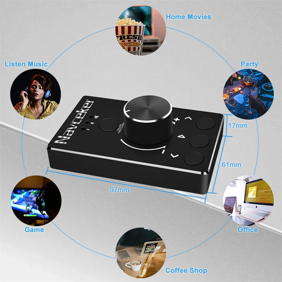 Controlador de volumen Multimedia para Pc, altavoz de ordenador, perilla con función de silencio con un clic y 3 modos de Control de volumen