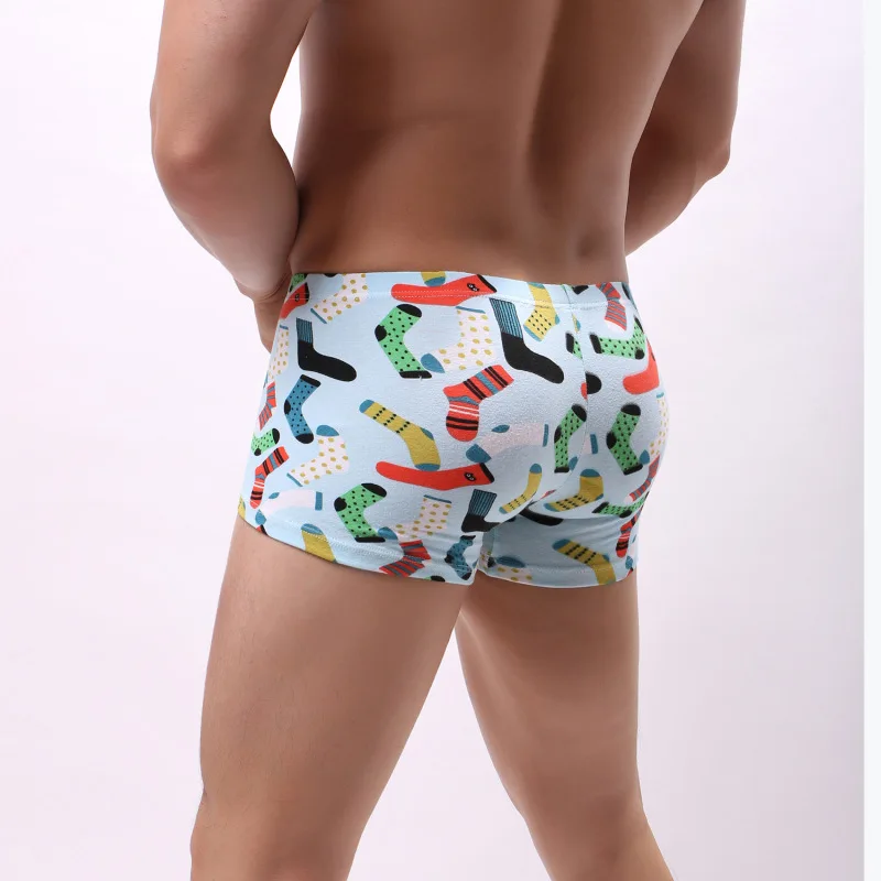 European Size Sexy Cotton Man Boxers Low Waist Cartoon Print Mens Boxers Breathable Male Underwear Cueca Calzoncillos Underpants