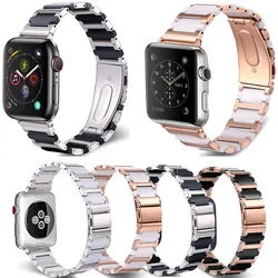 Rose Gold Stainless Steel Ceramics Watch Strap For Apple Watch Ceramics Band 38mm 42mm Series 1 2 3 4 5 6 iWatch 40mm 44mm Belt