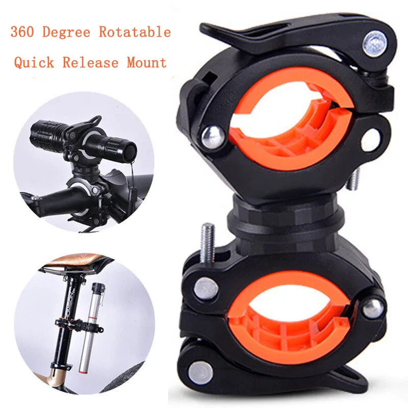 Adjustable Double Cylindrical Clamp Bicycle Light Holder Bracket LED Torch Headlight Clip MTB Cycling Mount Bike Accessories