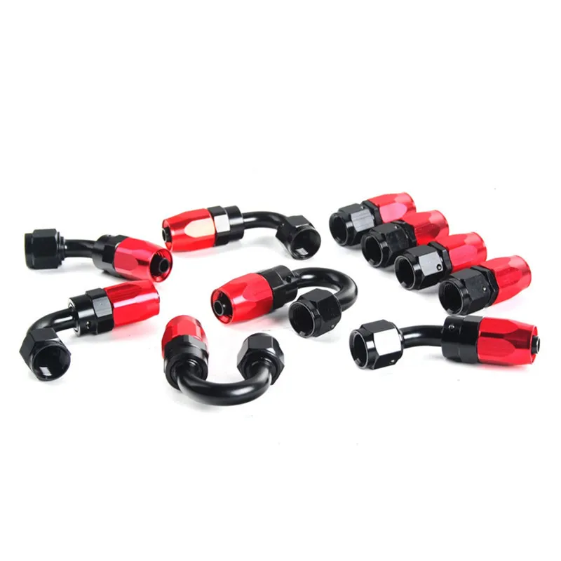 

Universal Black red AN4 AN6 AN8 AN10 Straight 45 90 180 Degree Oil Fuel Swivel Hose End Fitting Oil Hose End Adaptor Kit