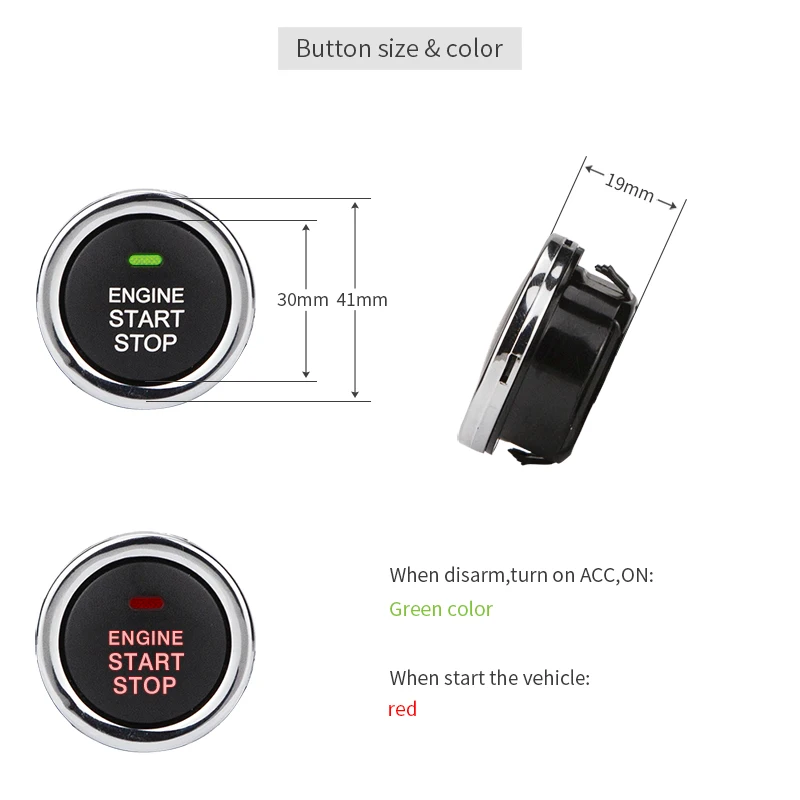 EASYGUARD Radiofrequenz-Identifikation, Autoalarm, schlüsselloses Go-System, Push-Start-Stopp-Taste, Notfall-Überrutschung, ec008-p5n, DC12 V