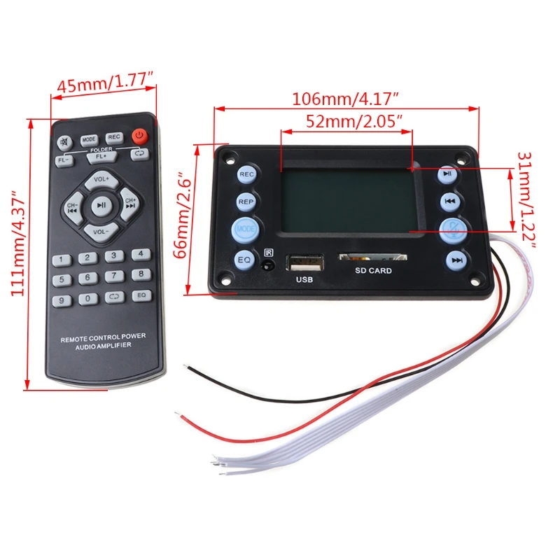 2022 New DC 5V 4.0 MIC Recording Port Bluetooth MP3 Decoder Board Module USB SD WAV WMA APE FLAC FM with Remote control