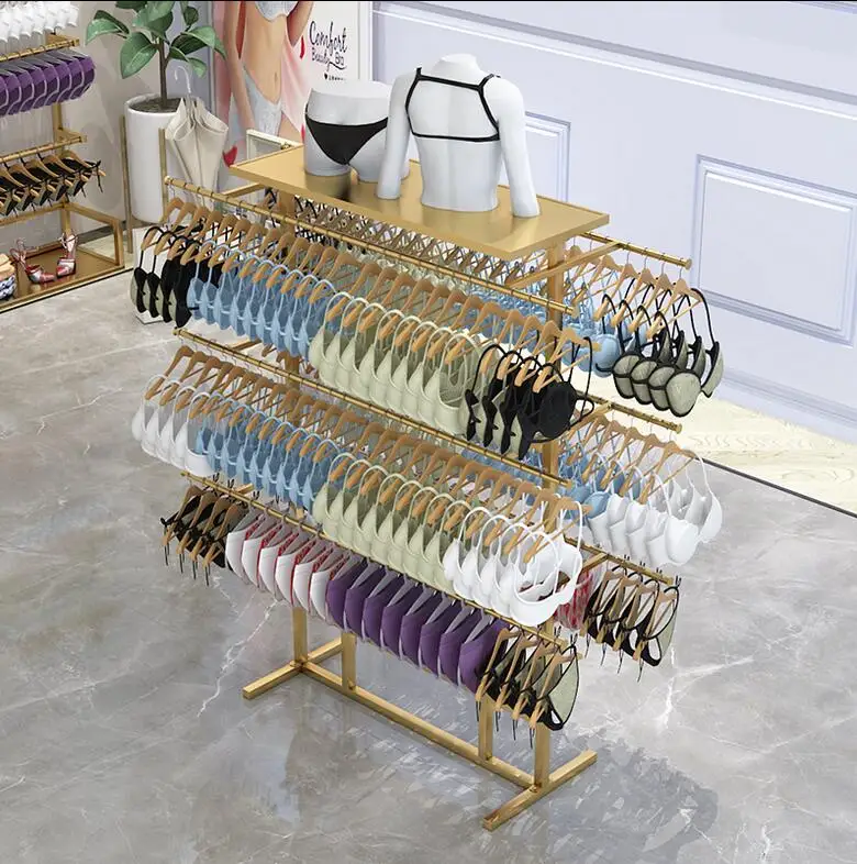 Underwear shop shelf metal underwear display shelf simple floor display shelf bra oval double-sided shelf