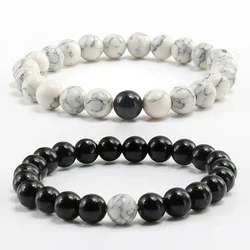 1PCS Couples Distance Strand Bracelet for Men Women Classic Natural Stone Yin Yang Beaded Bracelets Jewelry Gift for Best Friend