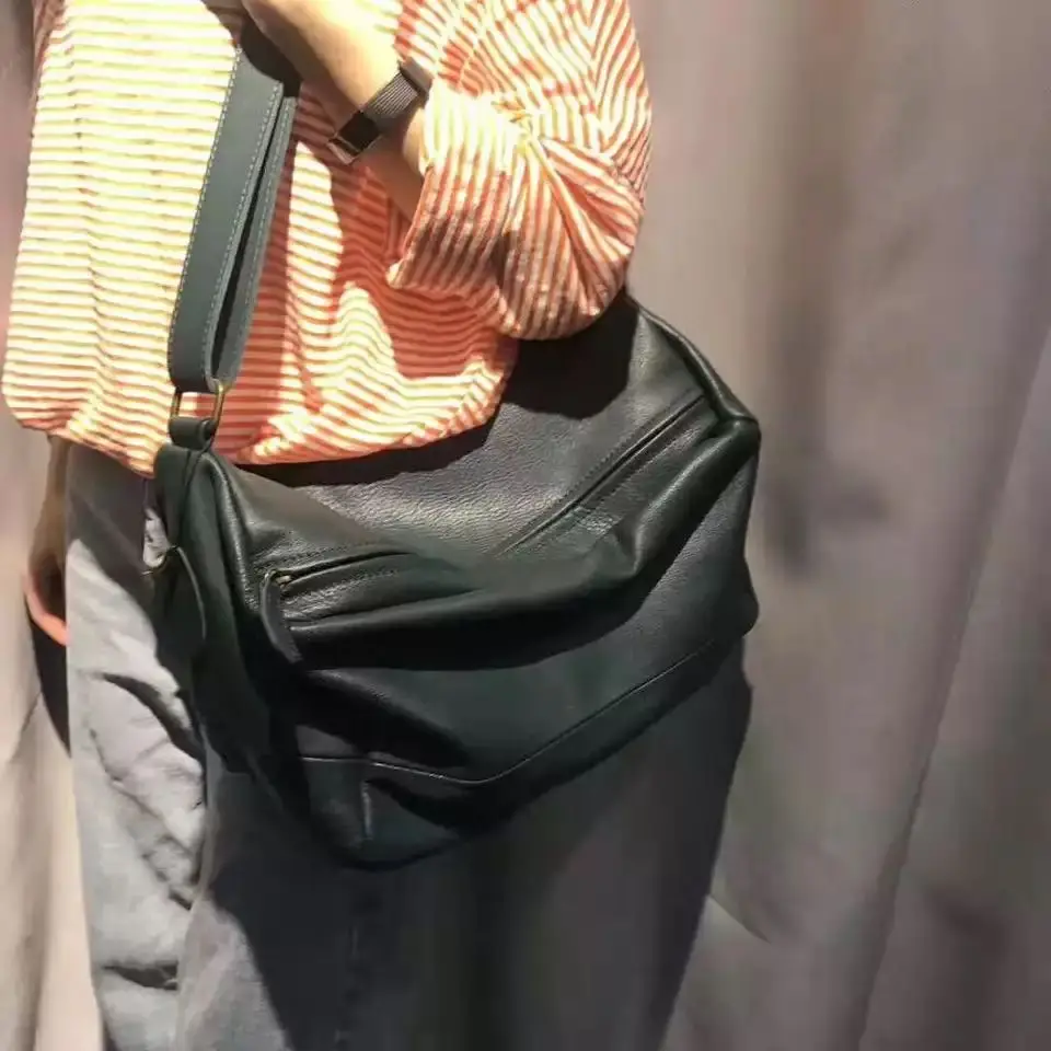 Borse da donna in vera pelle borsa Casual a tracolla da donna quadrata in pelle di vacchetta di primo strato in stile letterario retrò