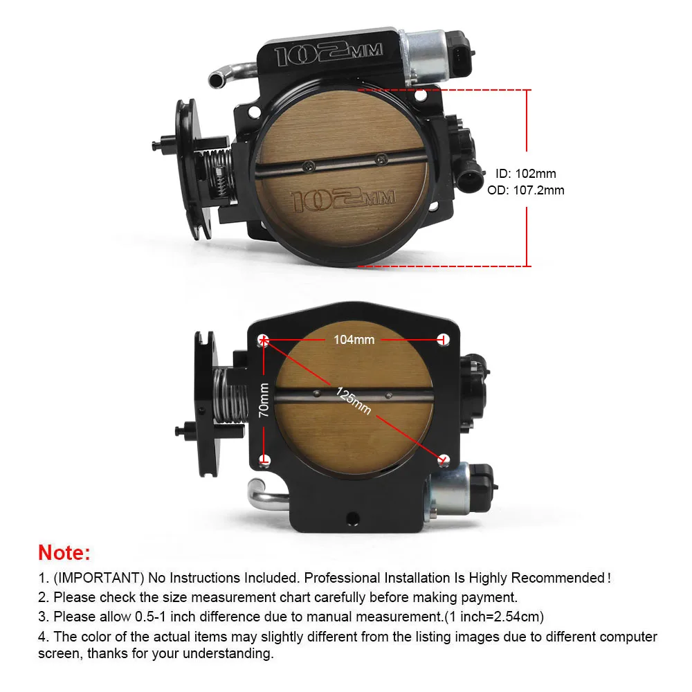 High Flow Billet Aluminum 92mm/102mm Throttle Body With TPS Sensor For LS1 LS2 LS3 LS6 LSX Car Modification Parts Black BX102152