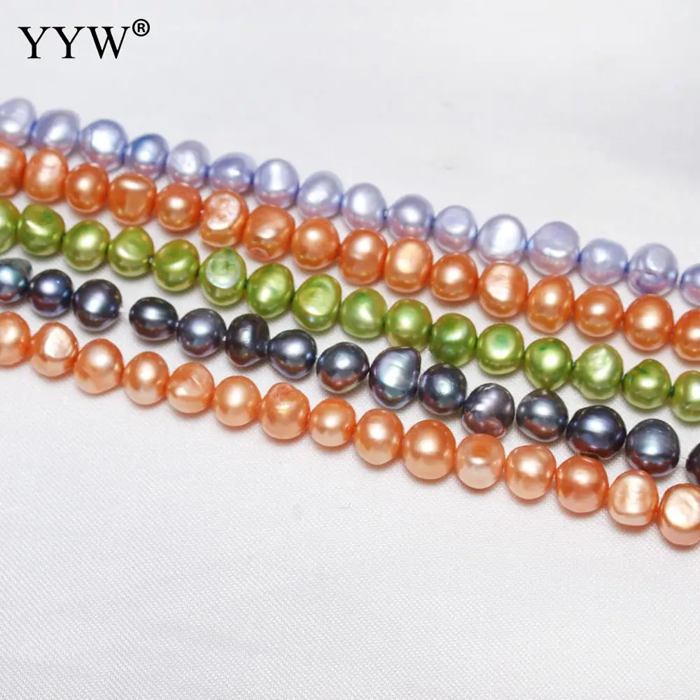 Clearance High Qualiy Green Tellow Orange Pearls Baroque Freshwater Pearl Beads 7-8mm  For Jewelry Making DIY Necklace Bracelet