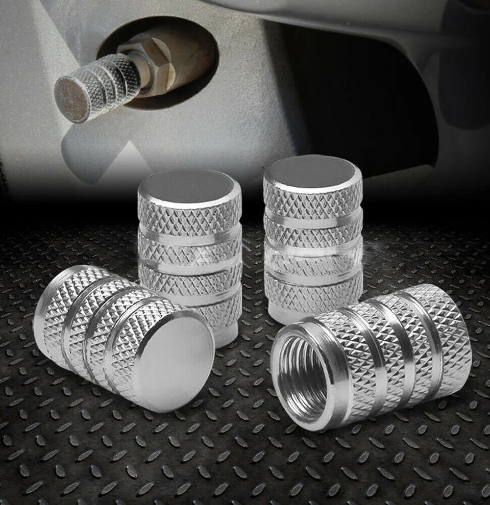 

4x Silver Aluminium Car Wheel Tire Air Valve Stems Caps Dust Cover Accessories Car Tuning Exterior Parts Accessories Products