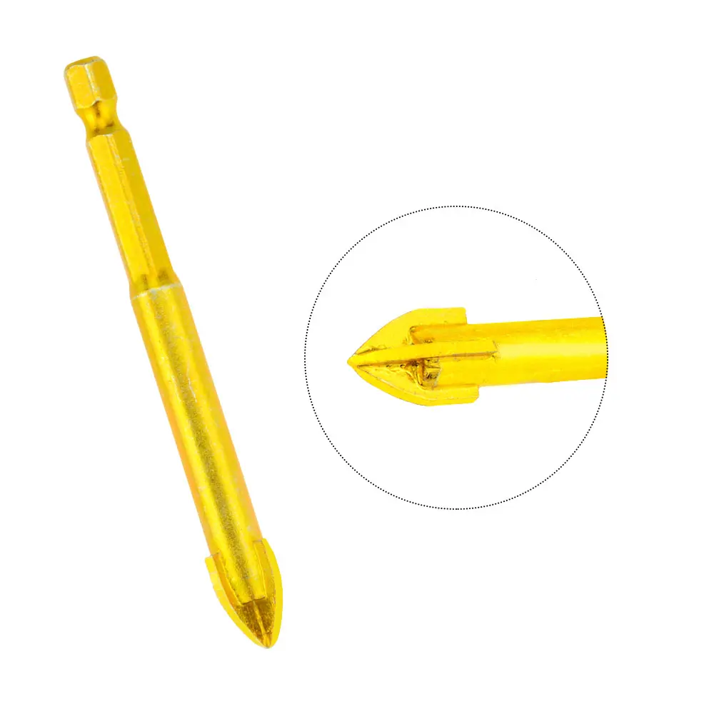 1PC Hexagonal Handle Cross Alloy Ceramic Four-Blade Drill Bit Drill for Vitrified Brick Ceramic Tile Glass Alloy Drill Bit Tool