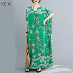 Abito floreale in raso di cotone oversize donna Casual Maxi lungo Summer Beach Boho Dress Ladies Flower Dresses New Fashion 2023