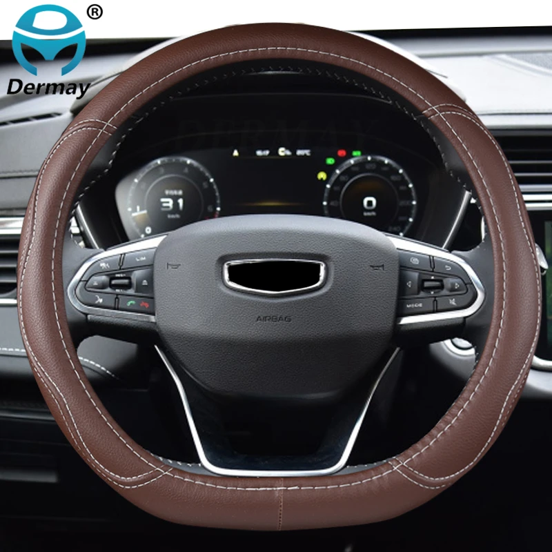 D Type Car Steering Wheel Cover Wrap For Geely Atlas 2016 - 2021 Coolray I 2020 2021 Emgrand 7 2018 - 2021 Emgrand GT 2015- 2021