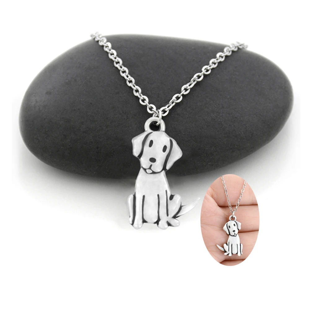 Labrador Retriever & Golden Retriever Dog Pendant Necklace For Women Stainless Steel Long Chain Necklace Kids Friendship Jewelry